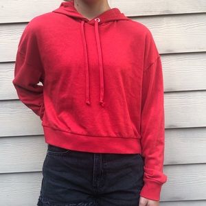 Red Cropped Hoodie